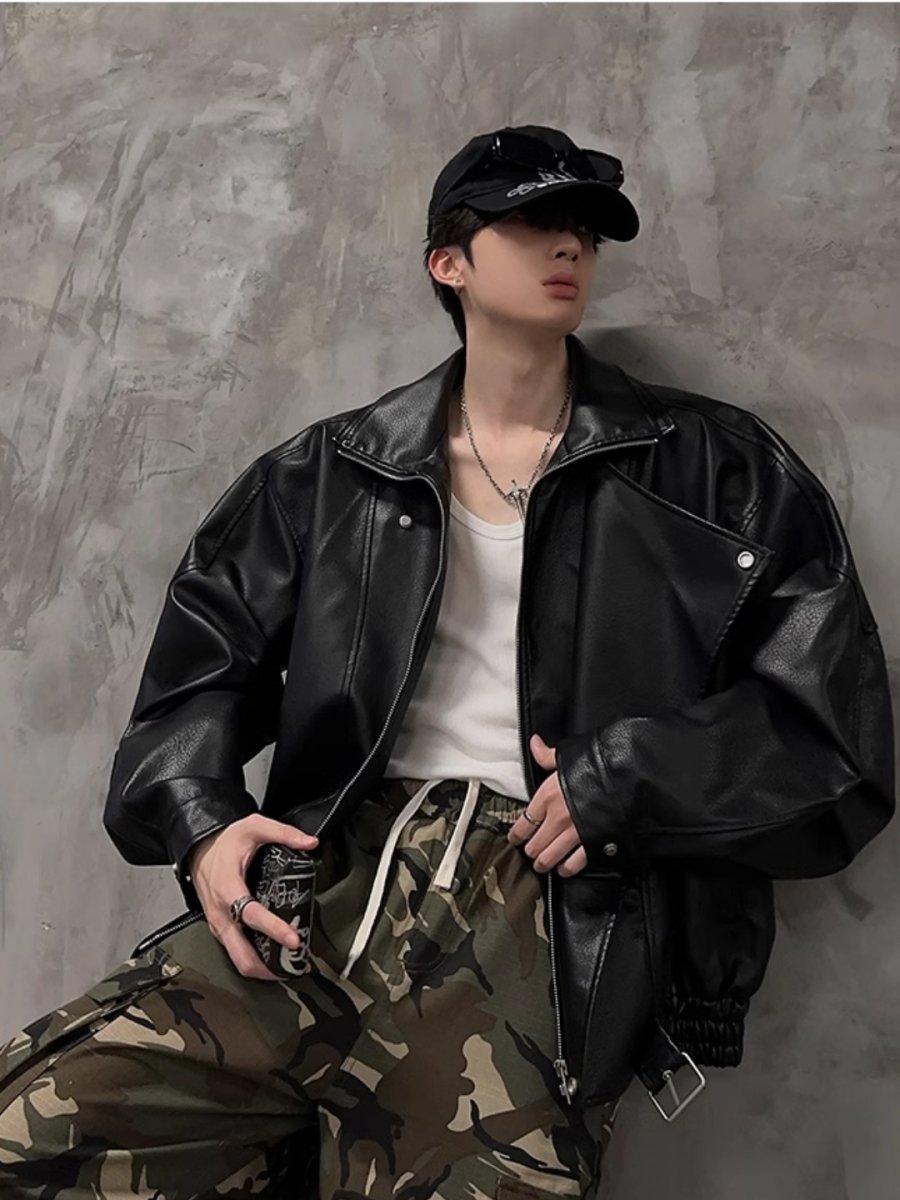 【JH HOMME】Black biker style jacket  na1561