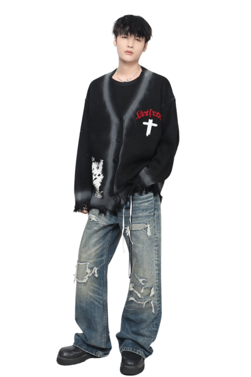 Retro Grunge Button Cardigan na2453