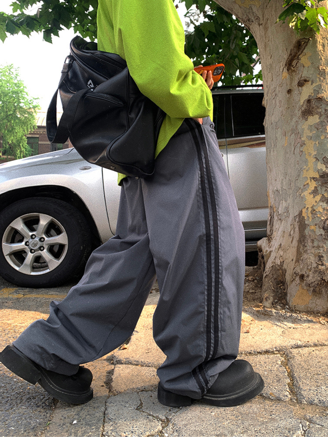 【Aurocean】Gray Nylon pants na1675 