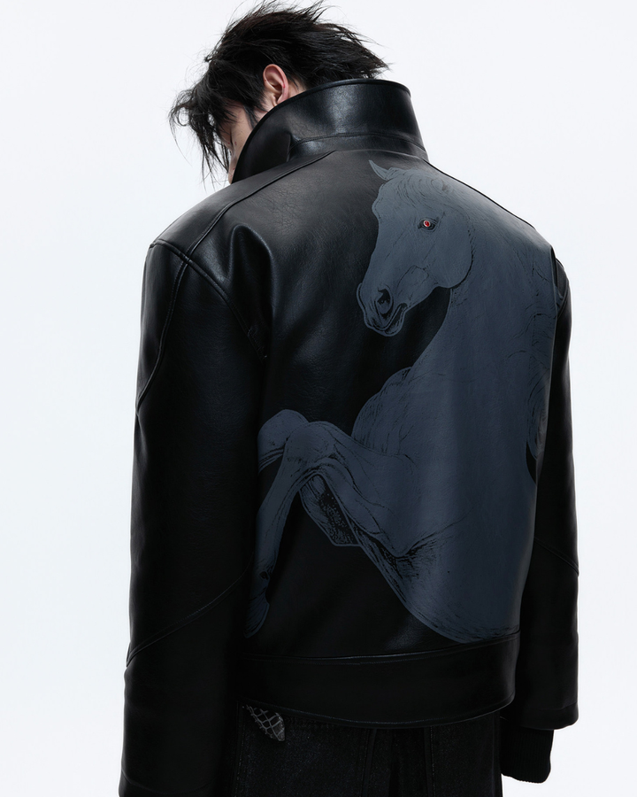 [ArguE CulturE] BLACK HORSE LEATHER JACKET na2287