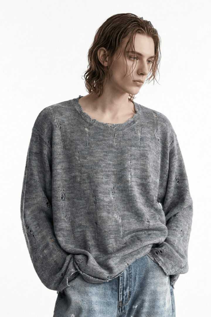 gray long knit si10002
