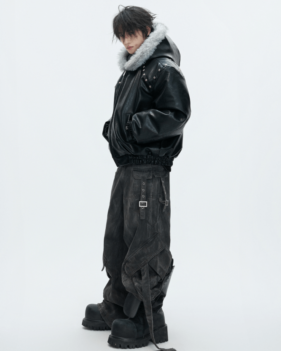 [ArguE CulturE] Noir Glacier Fur Jacket na2256