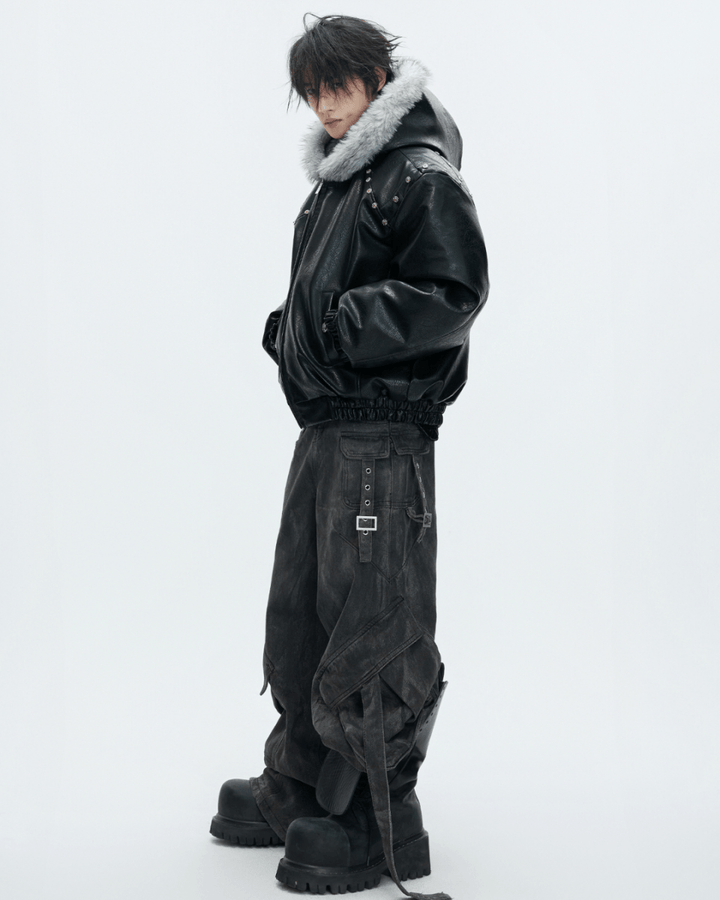 [ArguE CulturE] Noir Glacier Fur Jacket na2256