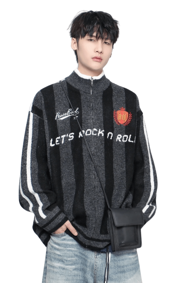 Retro Athletic Knit Sweater na2458