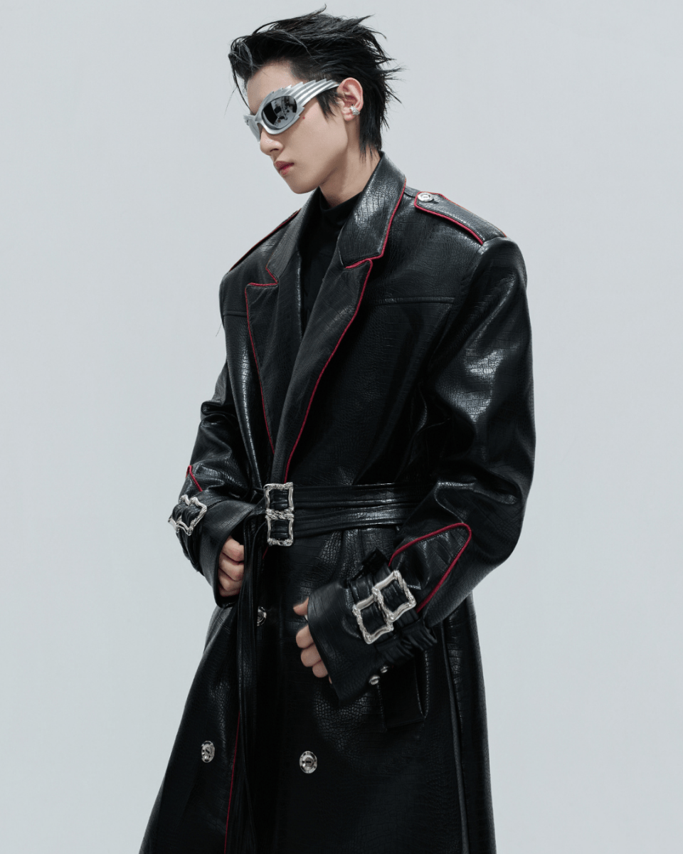 [ArguE CulturE] Noir Blade Leather Trench na2258