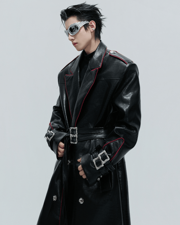 [ArguE CulturE] Noir Blade Leather Trench na2258