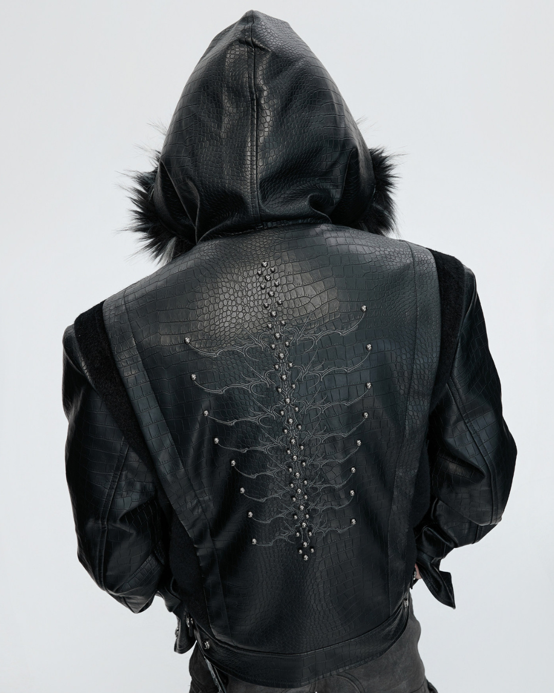 【ArguE CulturE】Back Stud Leather Hood Jacket na2291