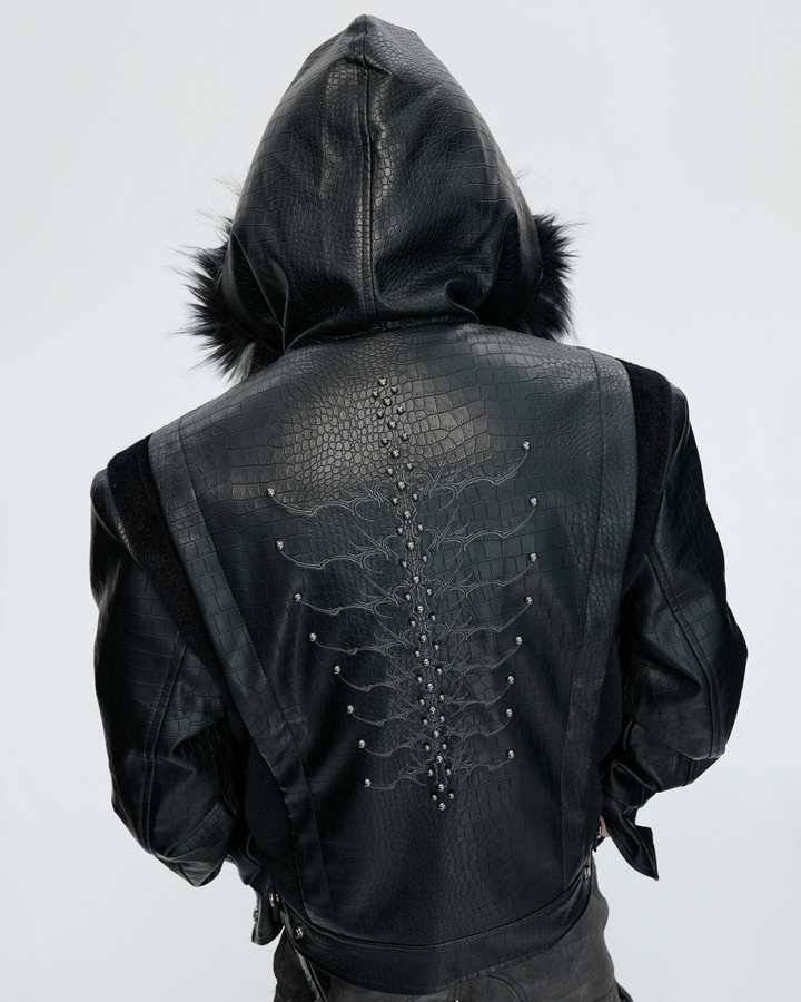 【ArguE CulturE】Back Stud Leather Hood Jacket na2291