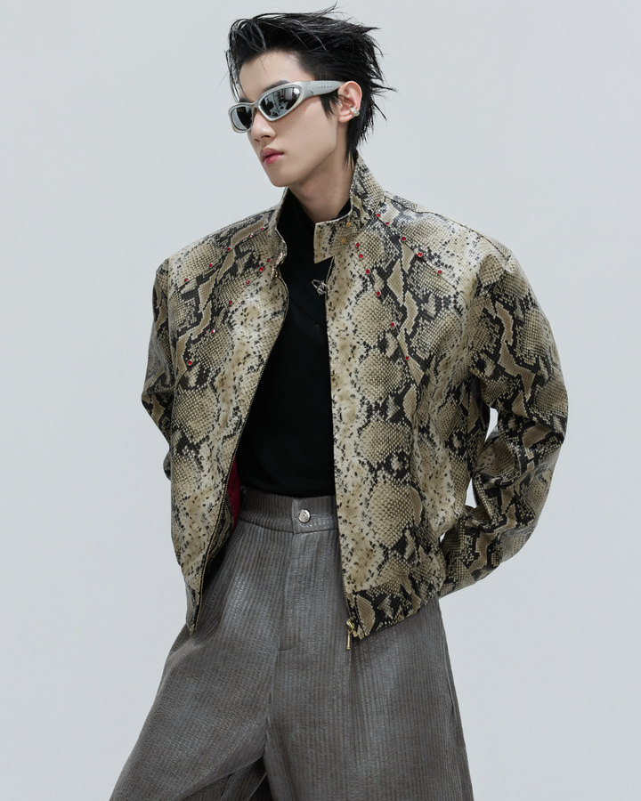 [ArguE CulturE] CRIMSON PYTHON LEATHER JACKET na2293