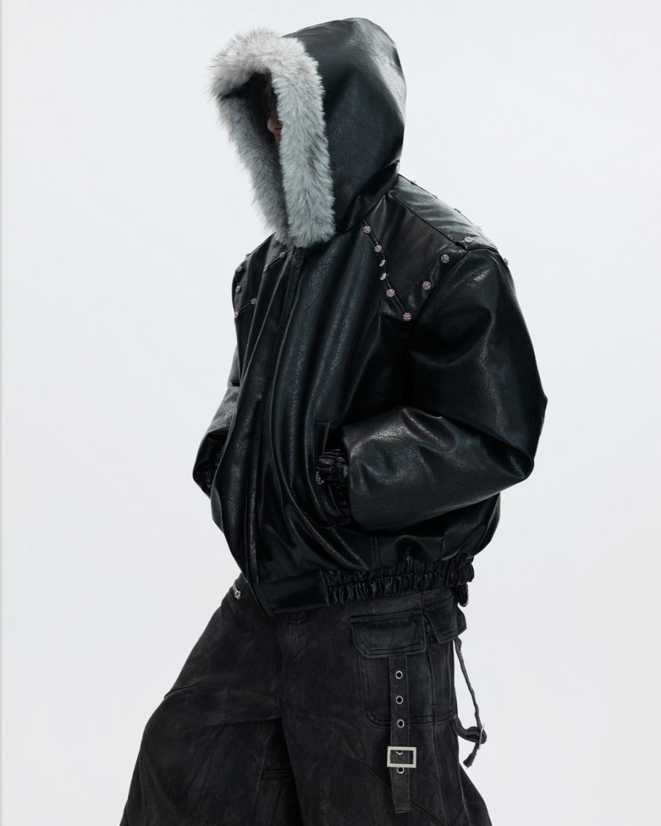 [ArguE CulturE] Noir Glacier Fur Jacket na2256