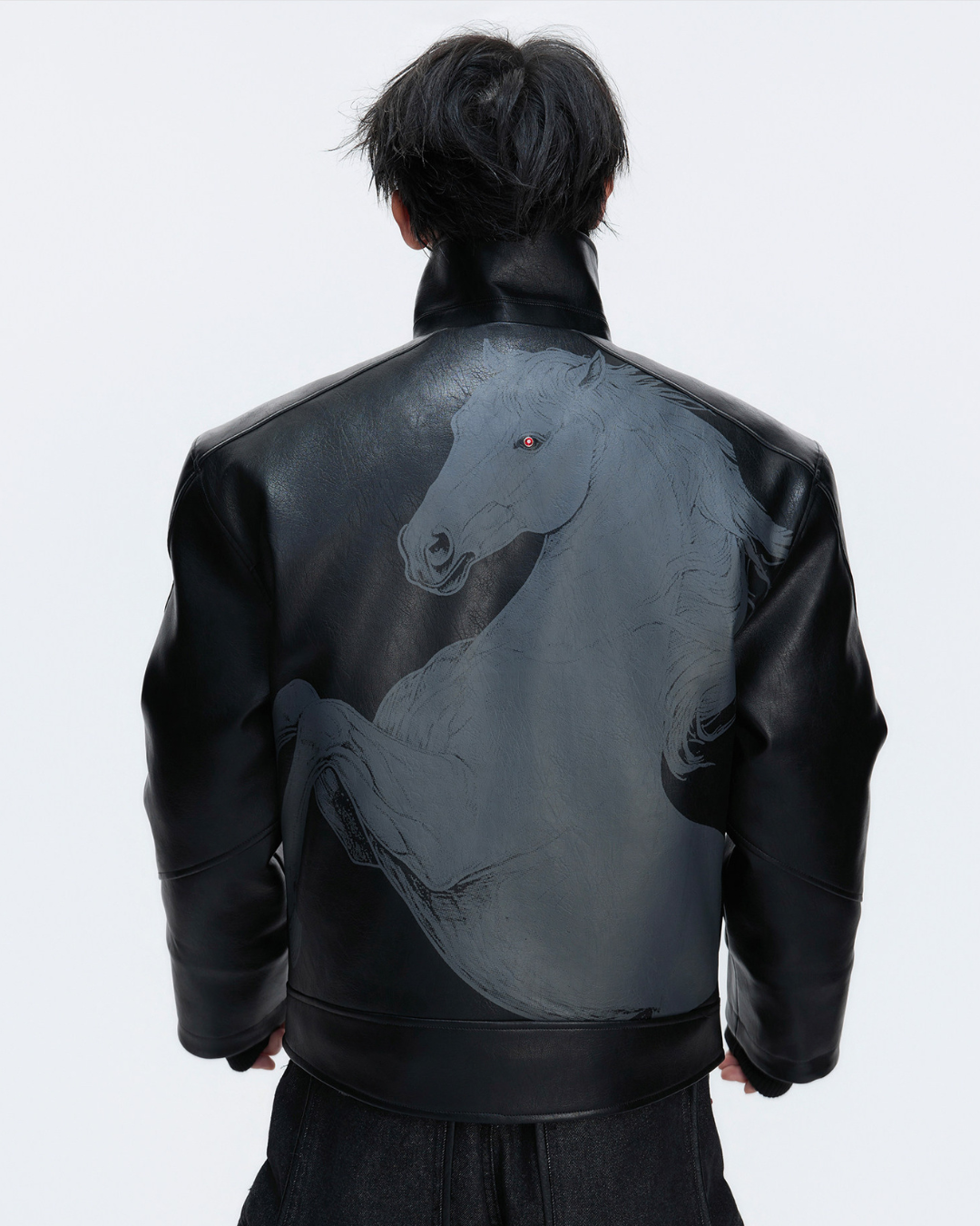 [ArguE CulturE] BLACK HORSE LEATHER JACKET na2287