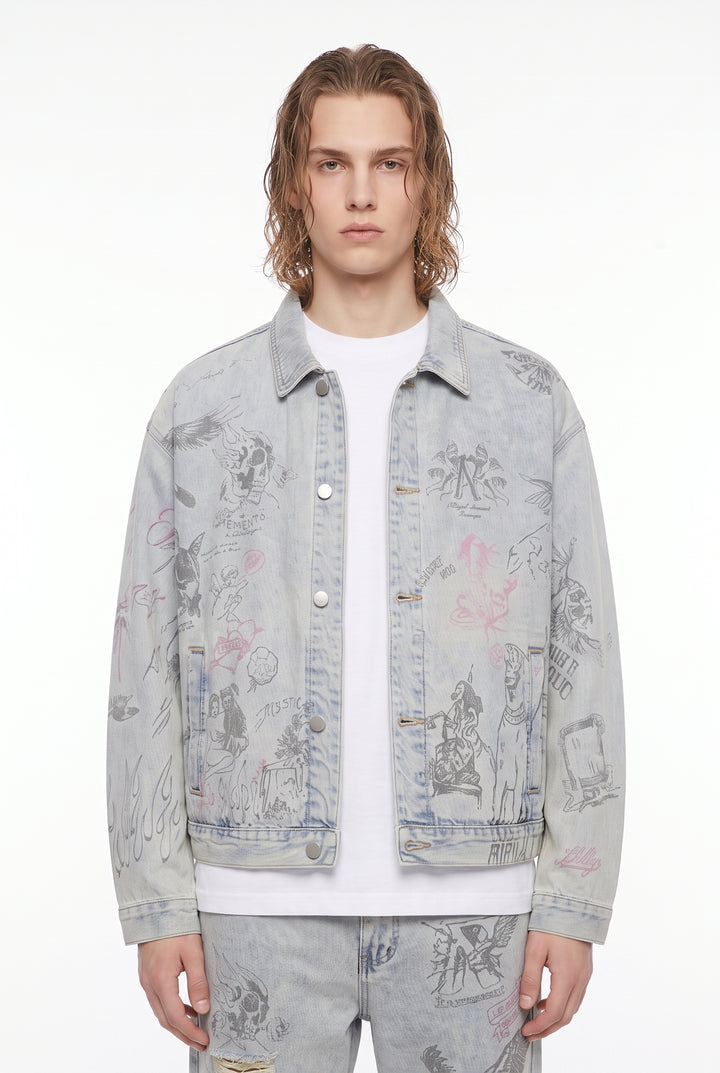Graphic Denim Jacket na2806