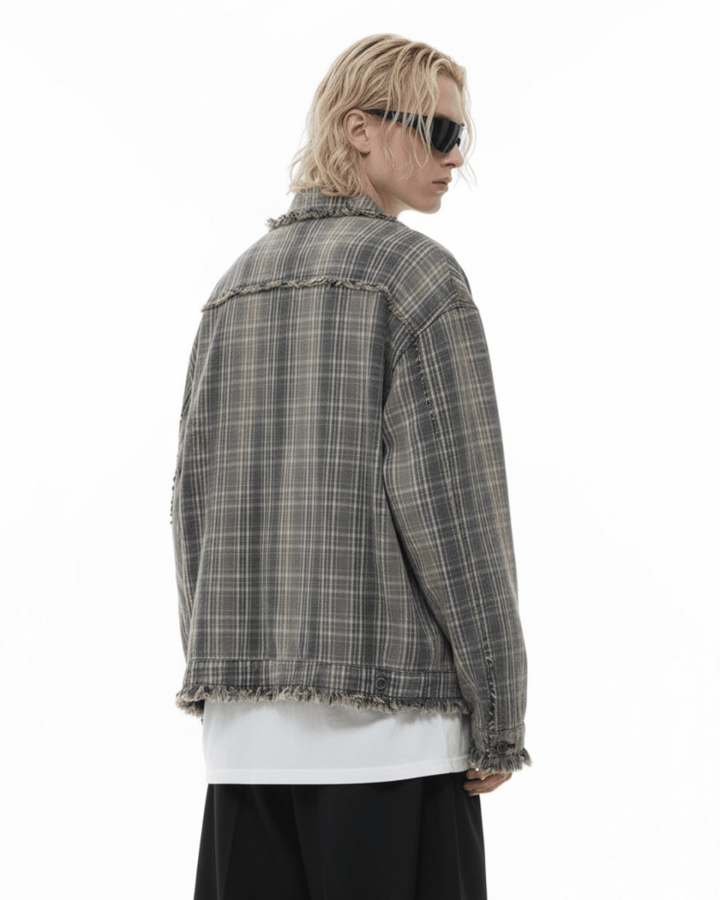 Nanostudio Fade Plaid Fringe Overshirt na2211
