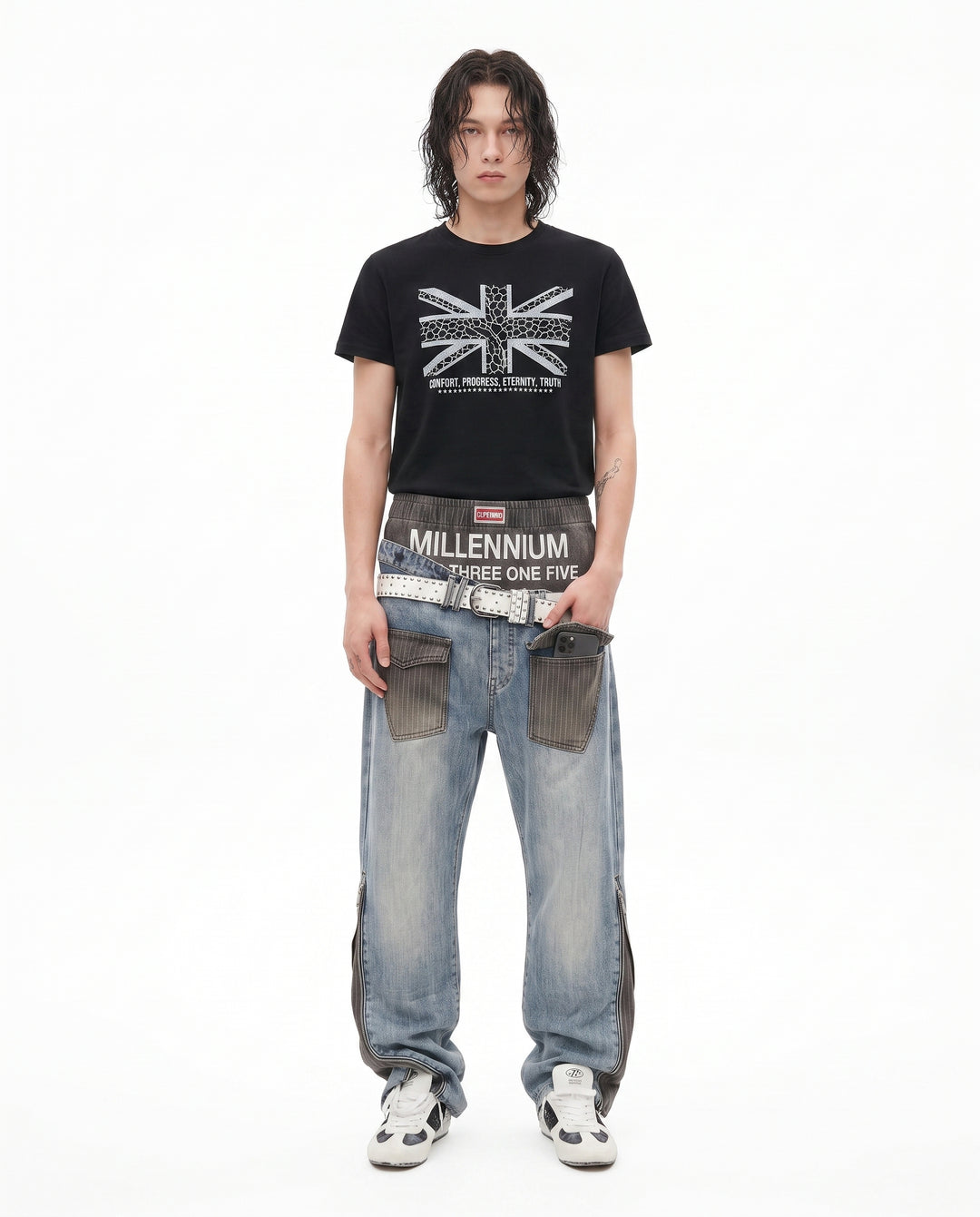 Layered Wide Jeans na3087