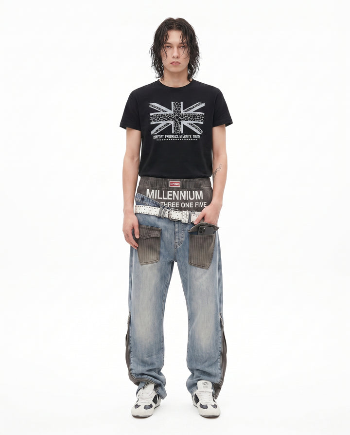 Layered Wide Jeans na3087