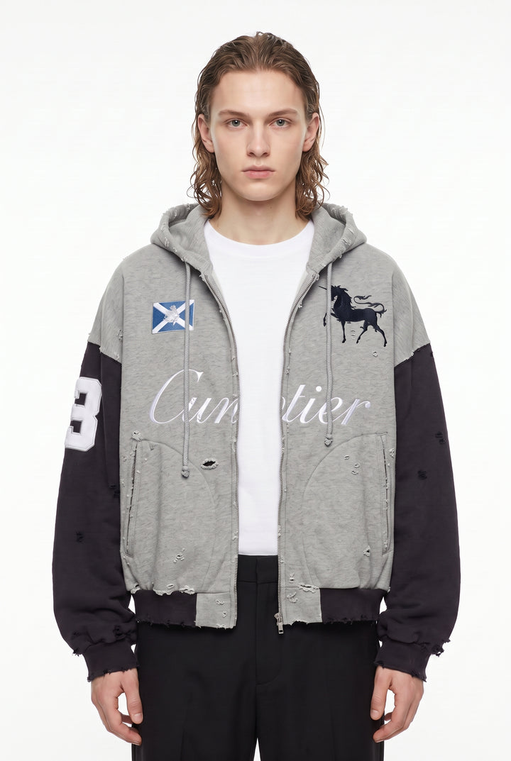 Distressed Zip Hoodie na2830