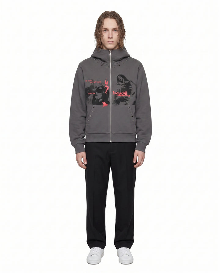 Studded Zip Hoodie na3021