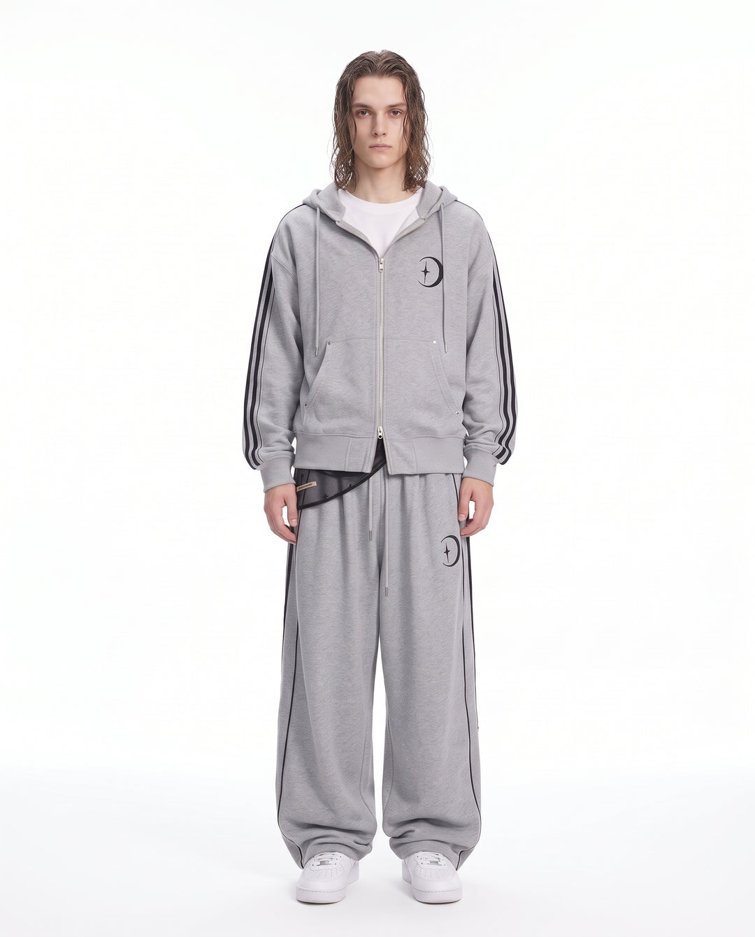Striped Tracksuit na3104 - gray front