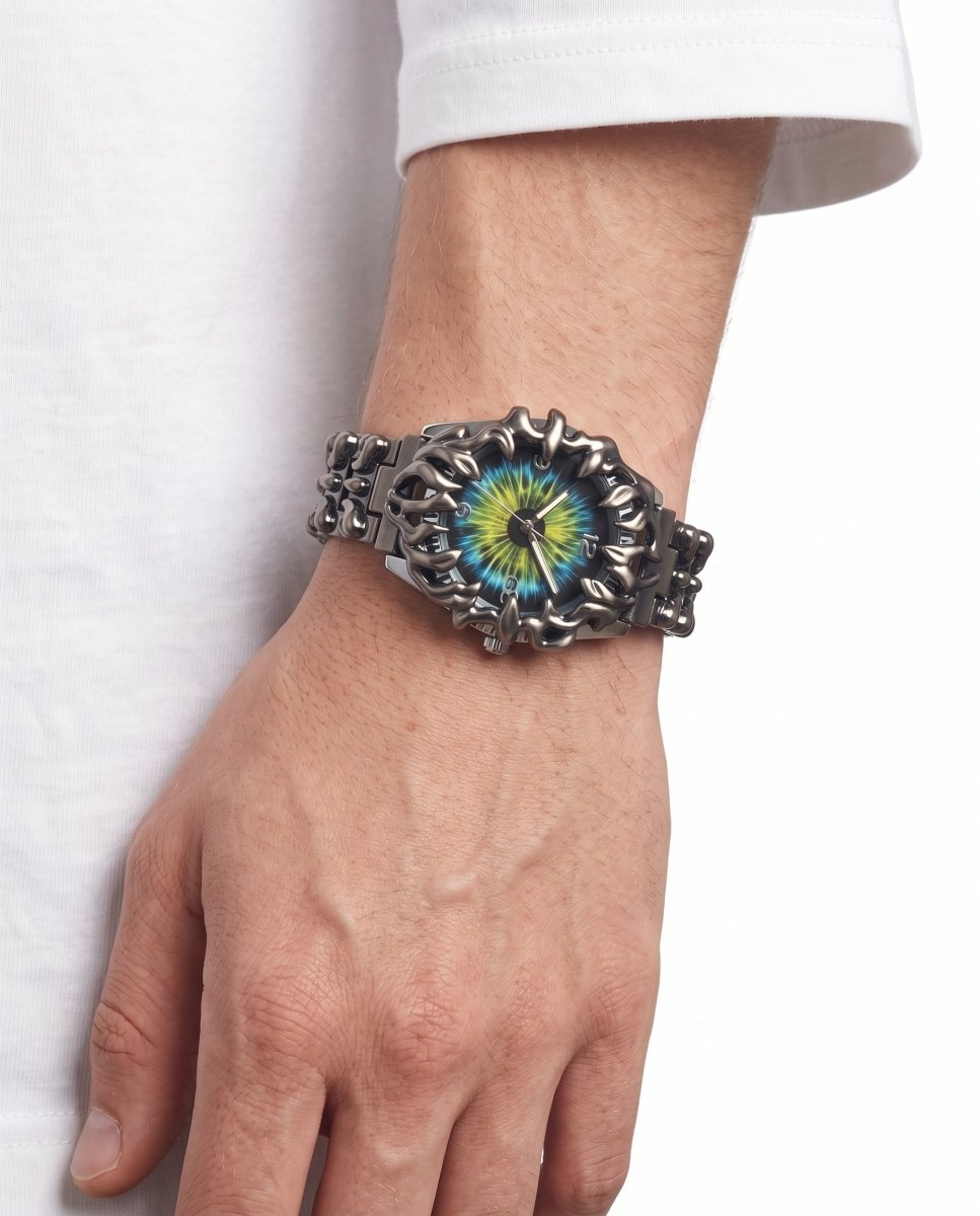 Gothic Metal Watch na3110 - worn_tiedye