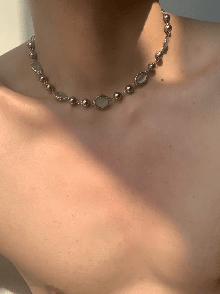 silver simple design chain necklace na1296