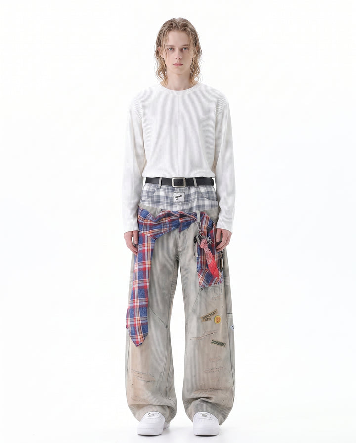 Patchwork Wide Pants na3056