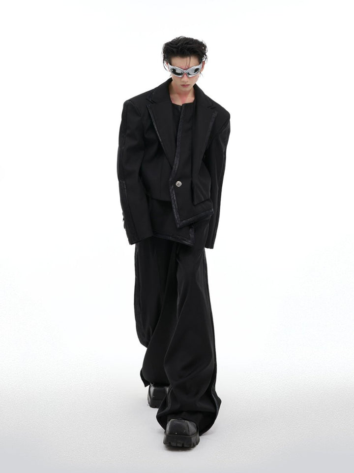 【CulturE】 Double Layered Irregular Jacket + Bottoms na1457