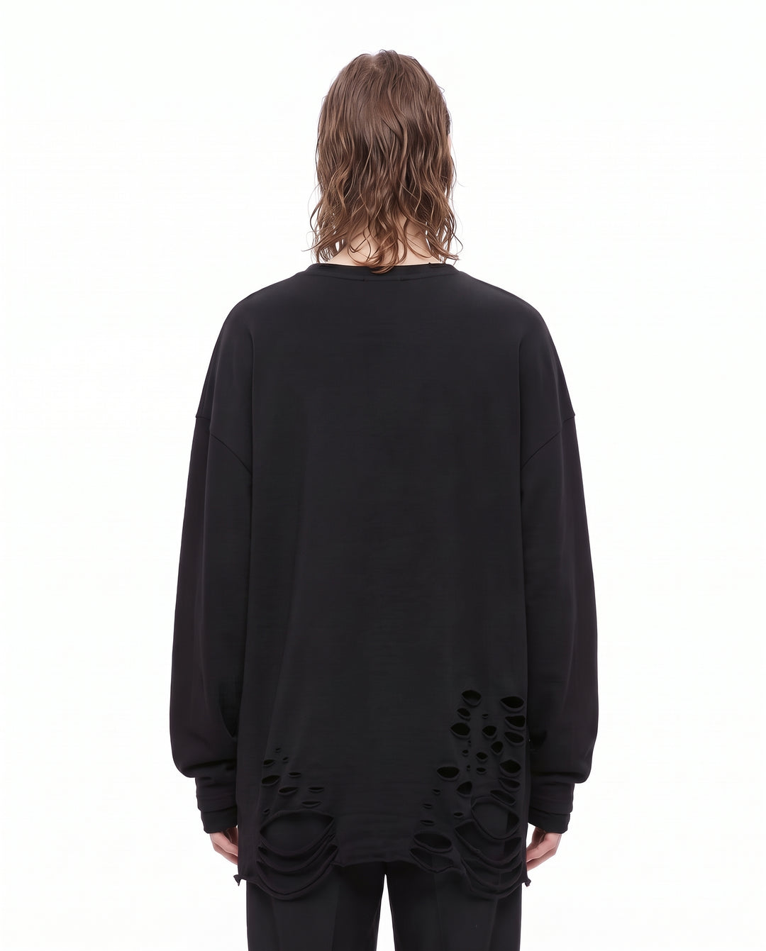 Distressed Longsleeve Shirt na3156 - black back