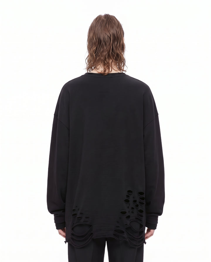 Distressed Longsleeve Shirt na3156 - black back
