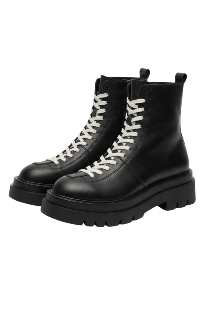 leather side zipper rider biker boots