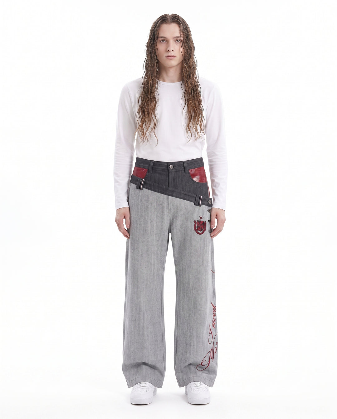 Patchwork Wide Jeans na3060