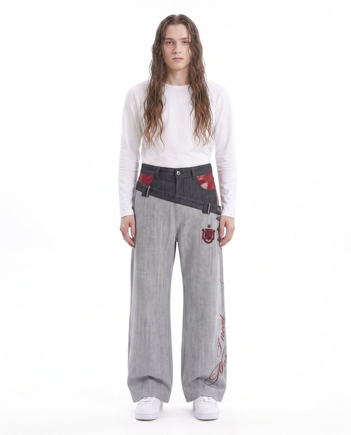 Patchwork Wide Jeans na3060
