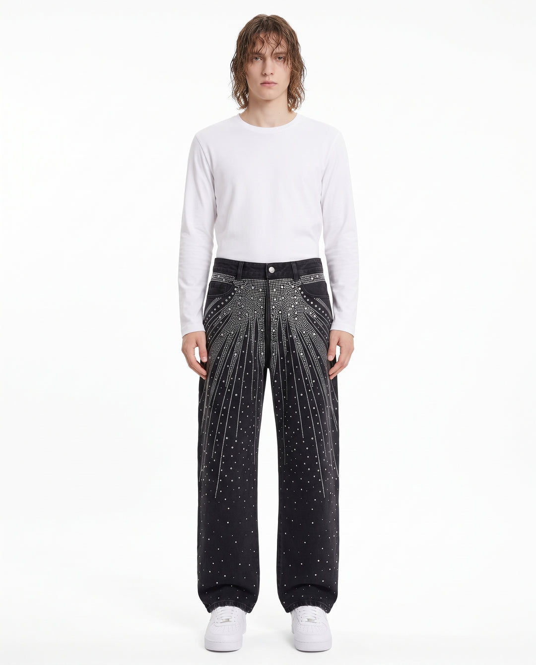 Rhinestone Denim Pants na3198
