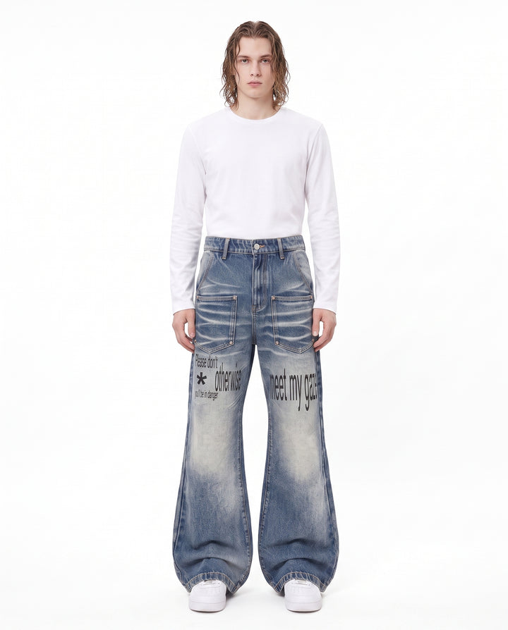 Printed Wide Jeans na2936