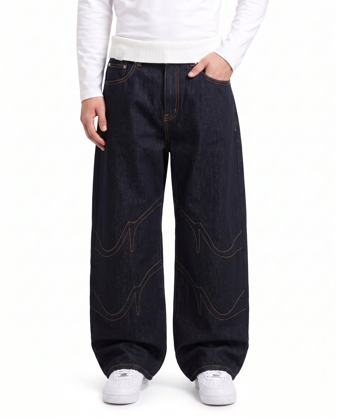 Foldover Wide Jeans na2991