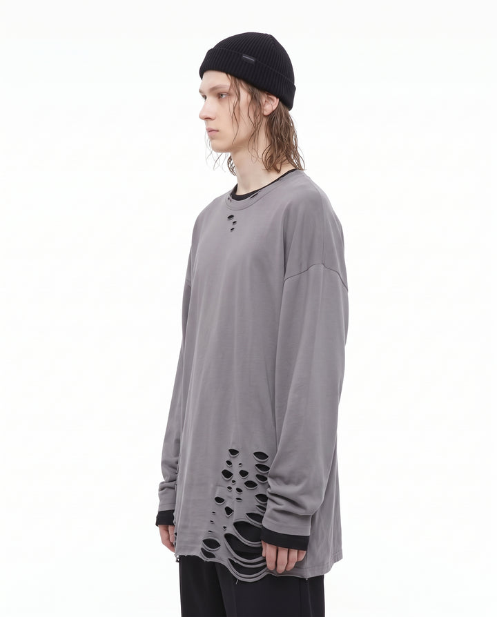 Distressed Longsleeve Shirt na3156 - gray side