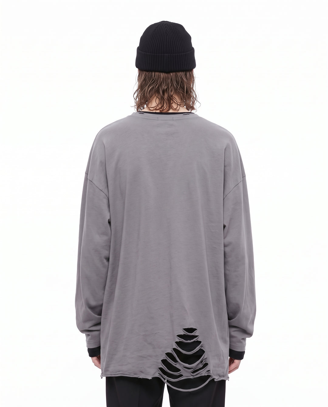 Distressed Longsleeve Shirt na3156 - gray back