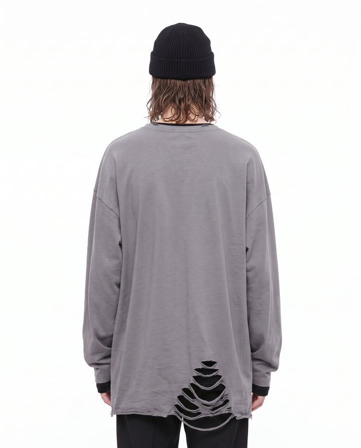 Distressed Longsleeve Shirt na3156 - gray back