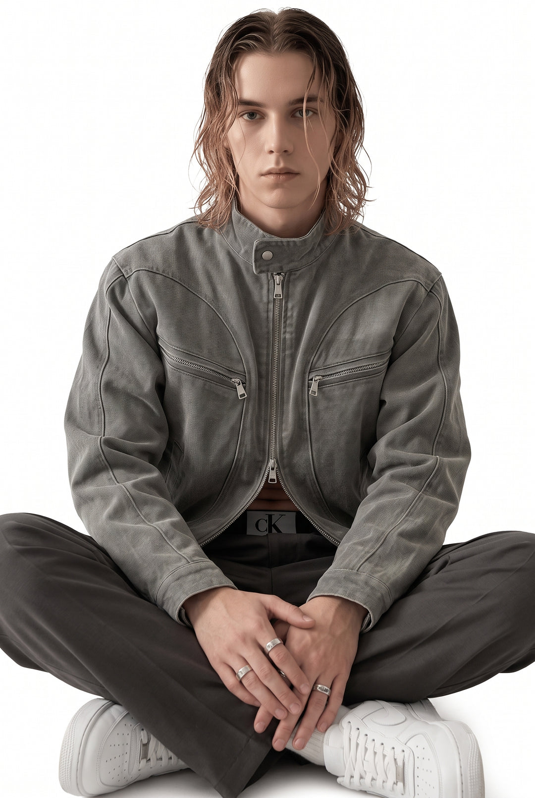 Washed Moto Jacket na2763