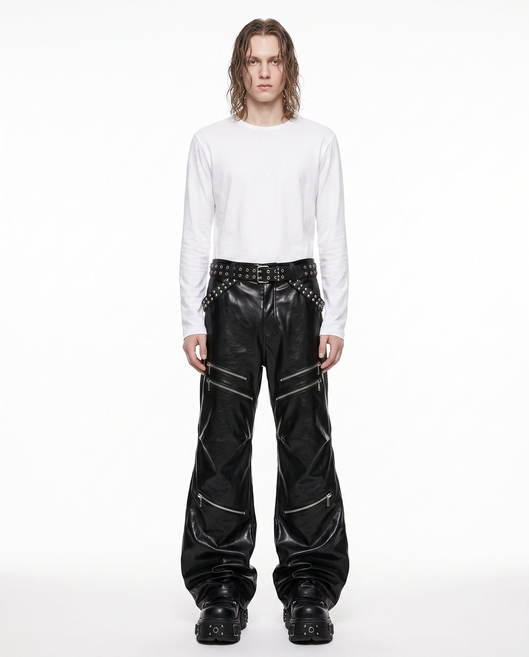 Leather Flare Pants na2941