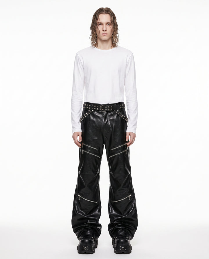 Leather Flare Pants na2941