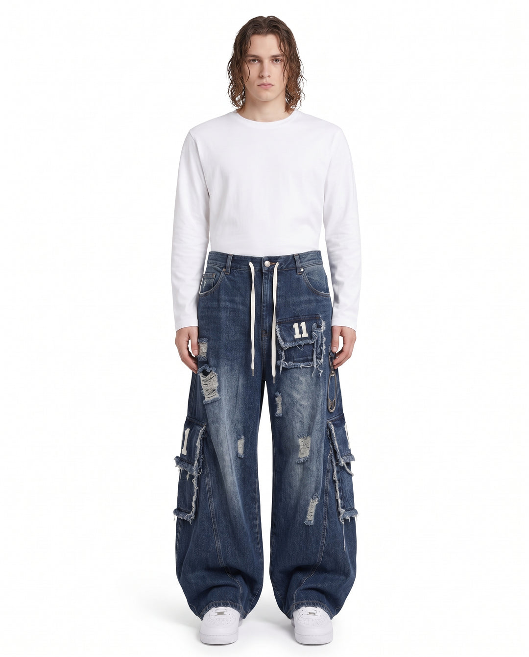 Distressed Cargo Jeans na3220