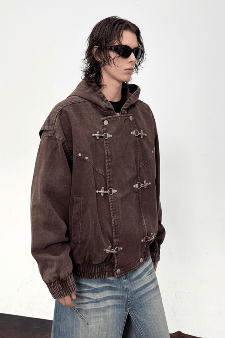 Buckle Washed Denim Hoodie na2433