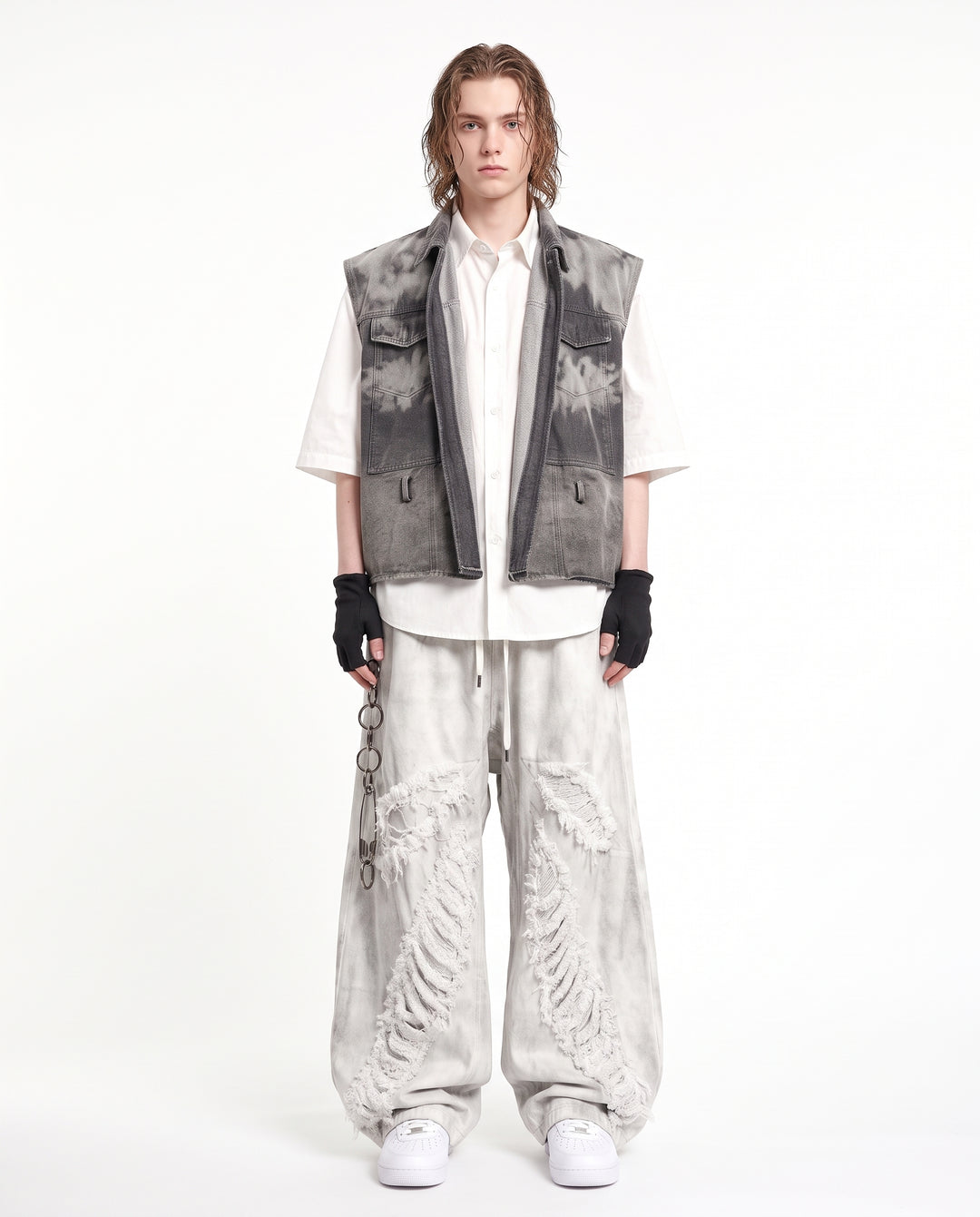 Distressed Wide Pants na3221