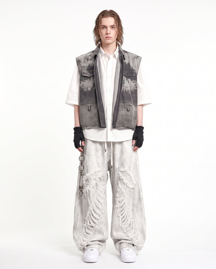 Distressed Wide Pants na3221