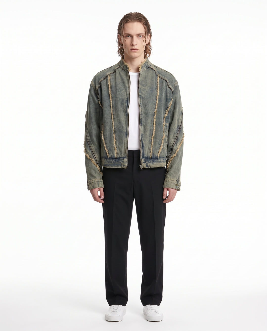 Distressed Denim Jacket na3197