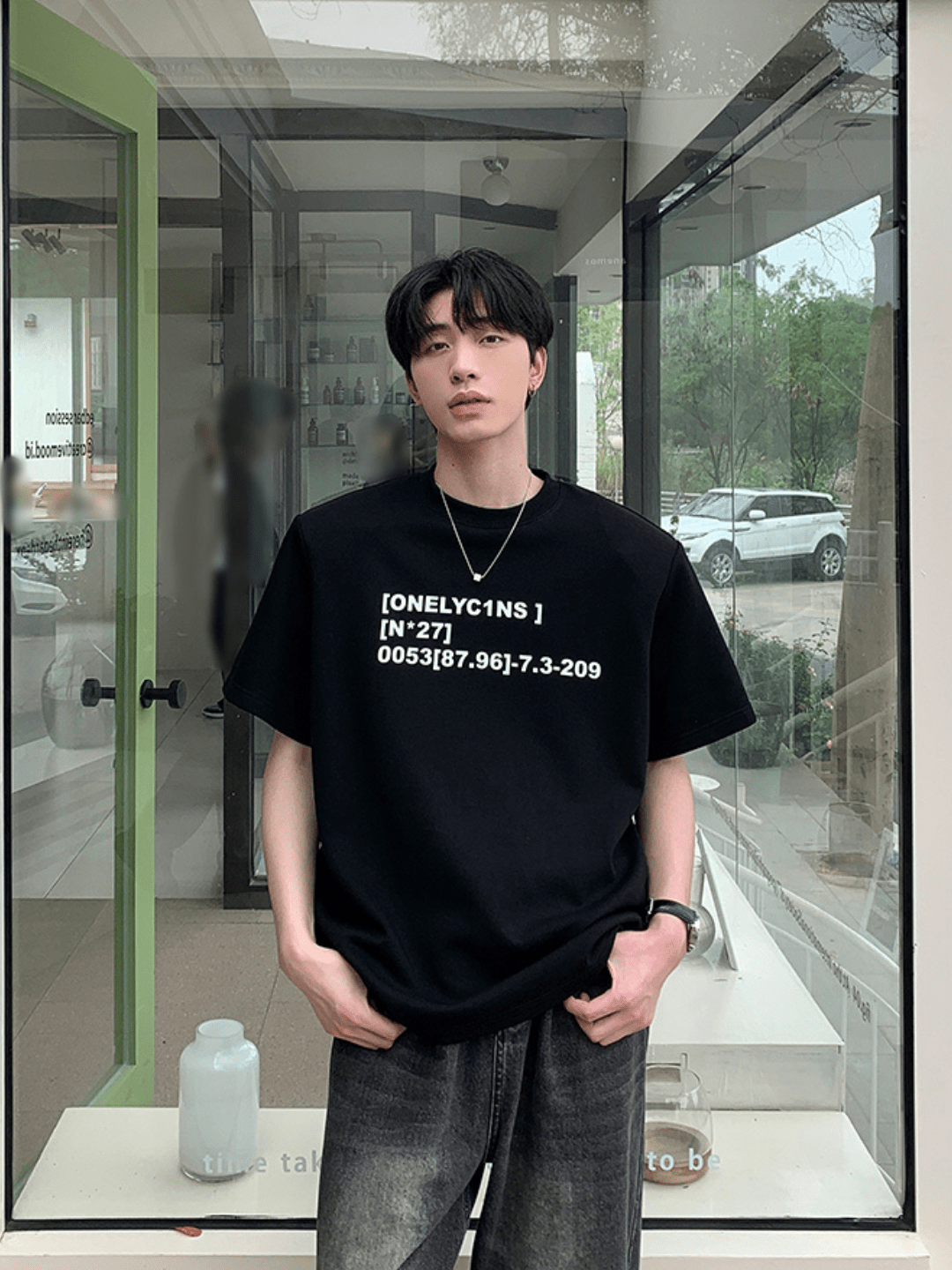 [ONELYC1NS] letter printing round 넥 loose T-shirt na1086