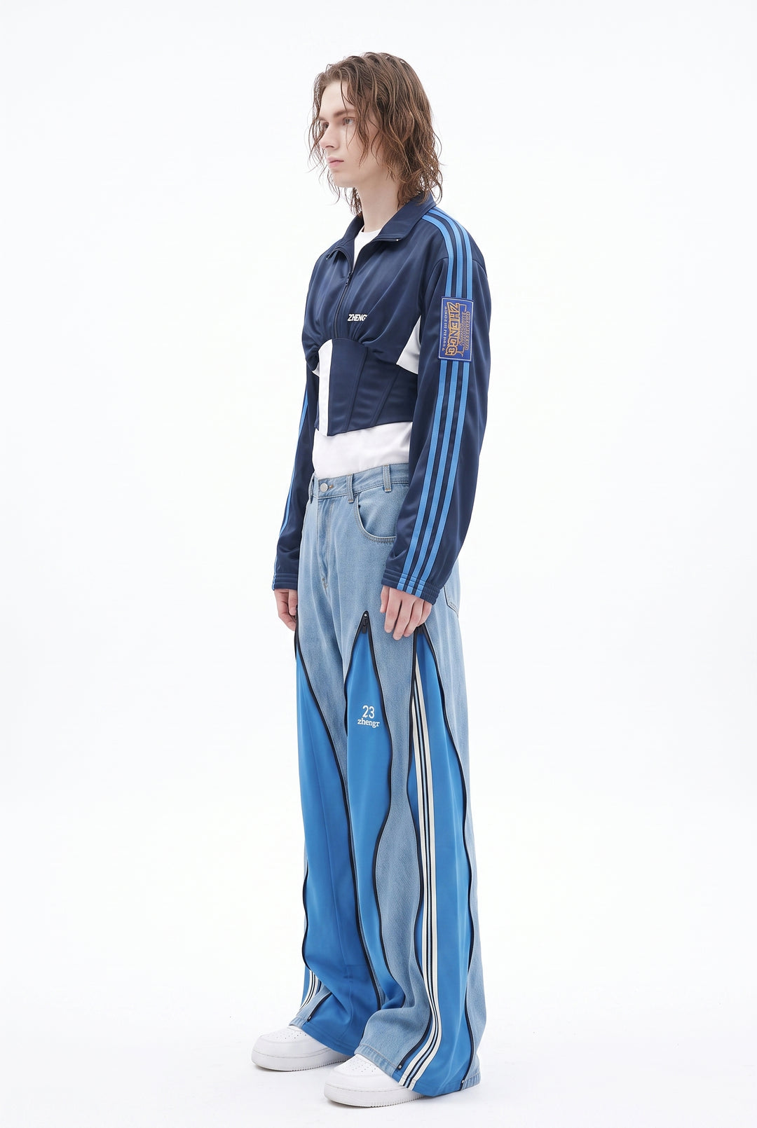 Patchwork Wide Jeans na2842
