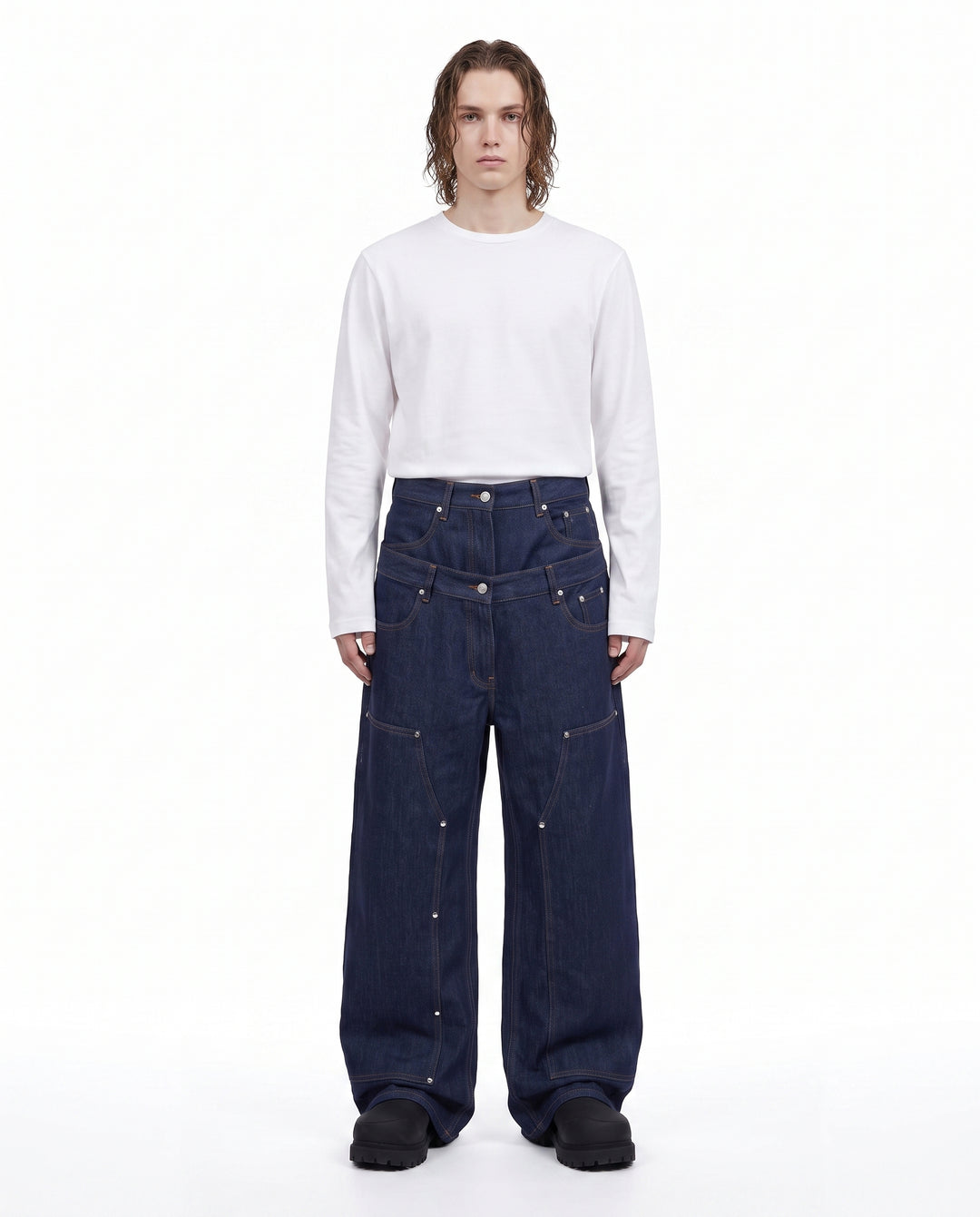 Studded Wide Jeans na3054