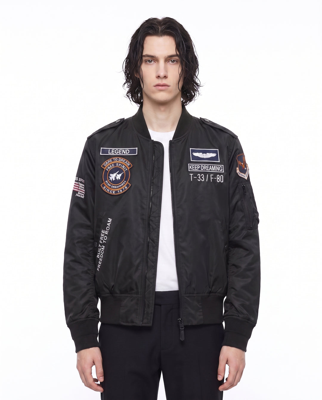 Patched Bomber Jacket na2988