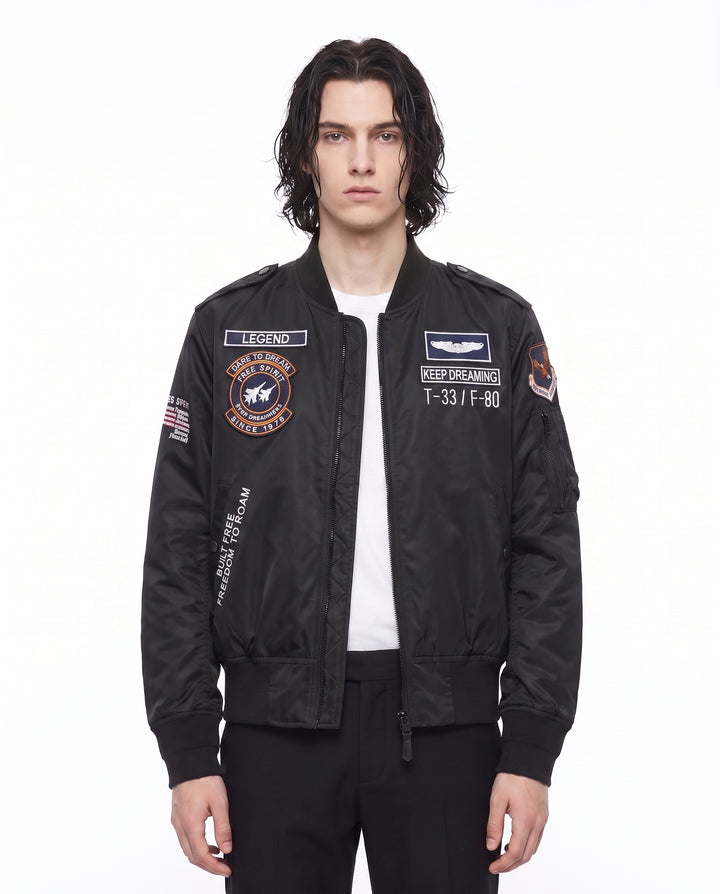 Patched Bomber Jacket na2988